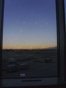 The view at the seats at Narita.