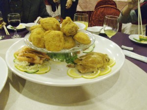 Dish 2: Coquettes, chicken, crab, sausage