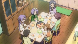 Hiiragi-ke eating paella.